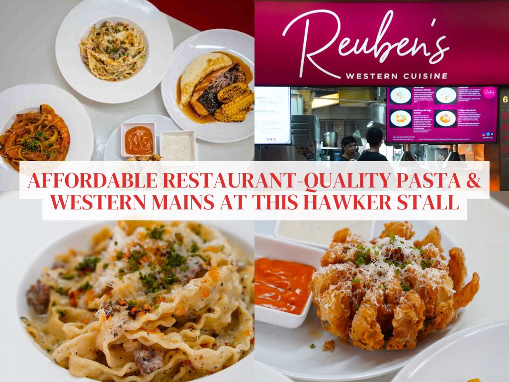 Hawker stall Reuben’s serves restaurant-quality pasta and western mains, run by ex-chef from viral Clementi stall