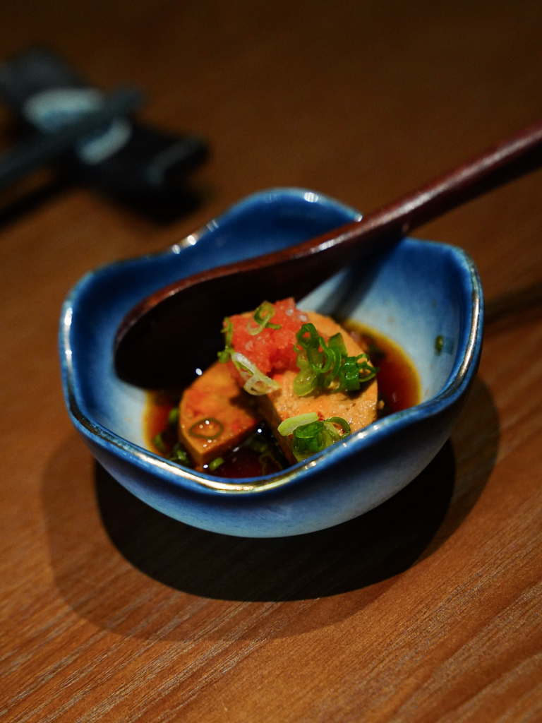 Starting off with monkfish liver. Photo: Evan Mua/HungryGoWhere aka sushi bar