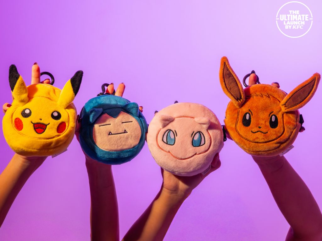 From left: OG Pikachu, Snorlax, Mew, and Eevee. Photo: KFC Singapore kfc pokemon