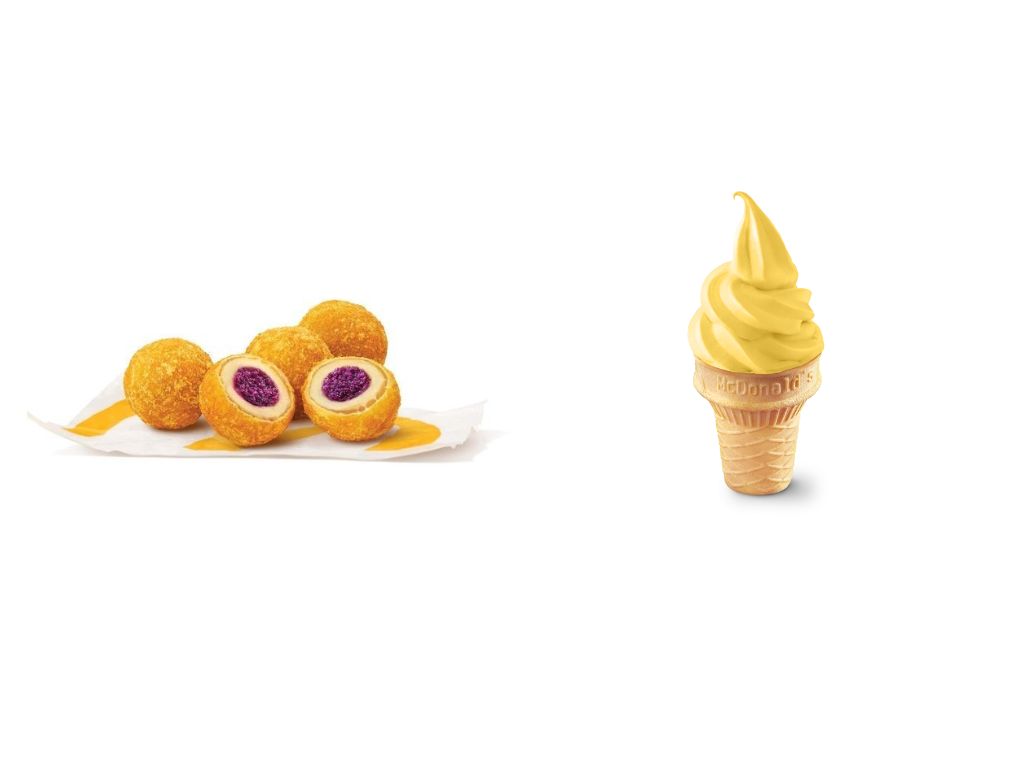 From left: Sweet potato mochi balls and mango soft-serve. Photo: McDonald’s Singapore mcdonald's old chang kee singapore