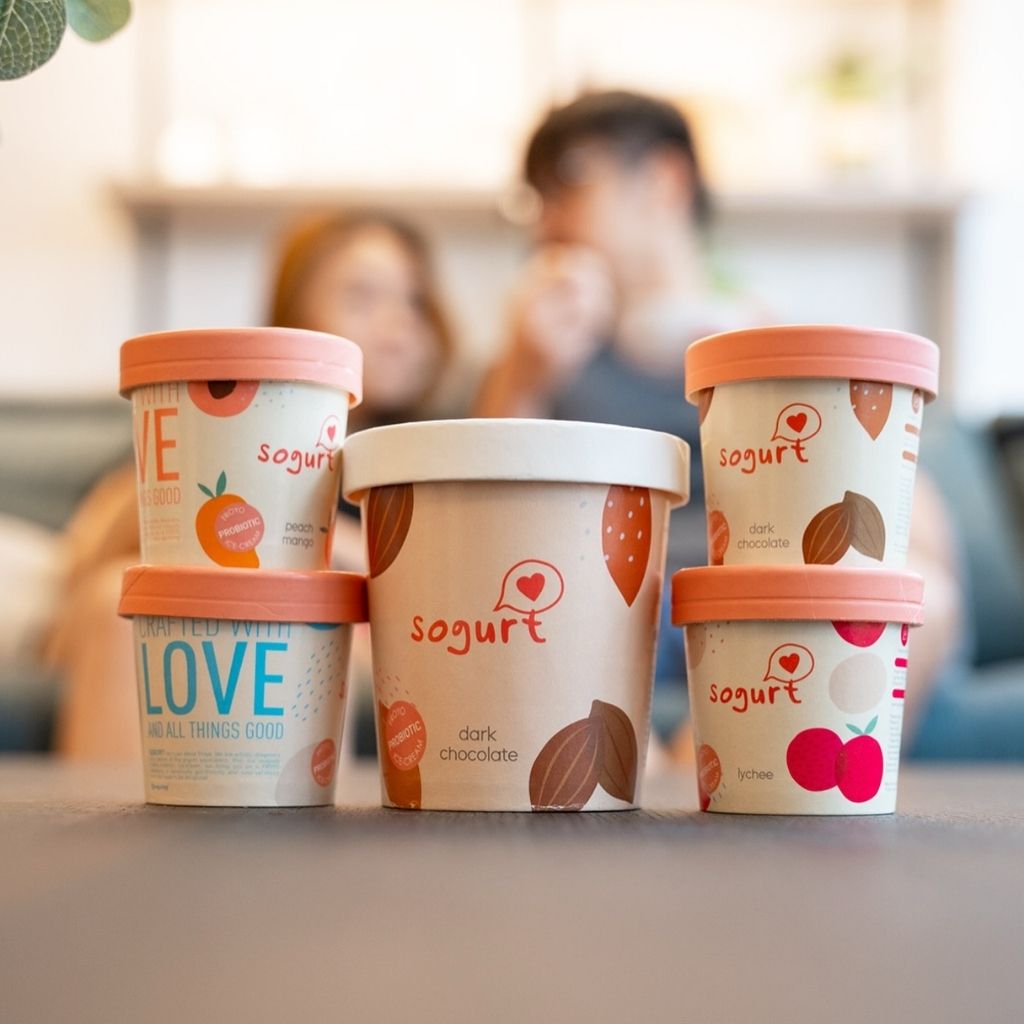 The mini cups and pints come in the iconic Sogurt branding. Photo: Sogurt/Instagram froyo singapore