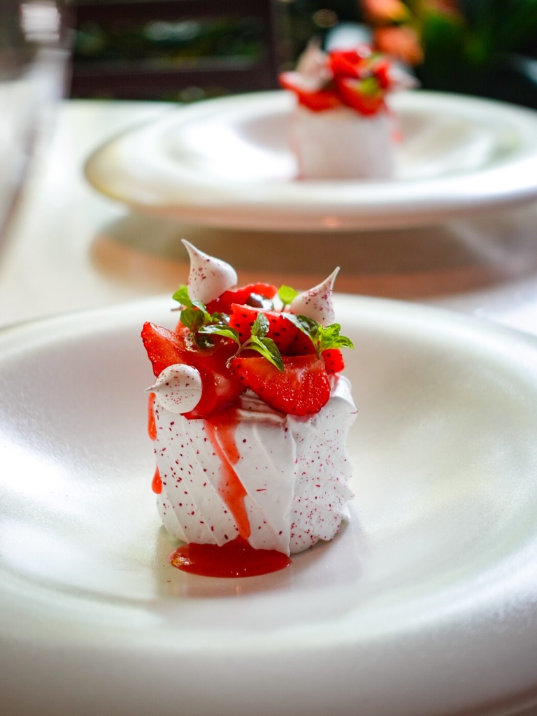 Strawberry gum vacherin. Photo: Sarah Chua/HungryGoWhere Marguerite Singapore