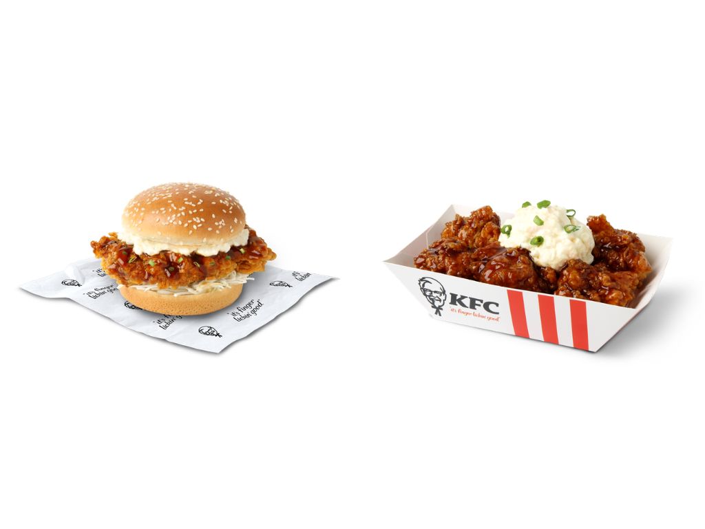 From left: Japanese nanban Zinger and Japanese nanban chicken bites. Photo: KFC Singapore kfc pokemon
