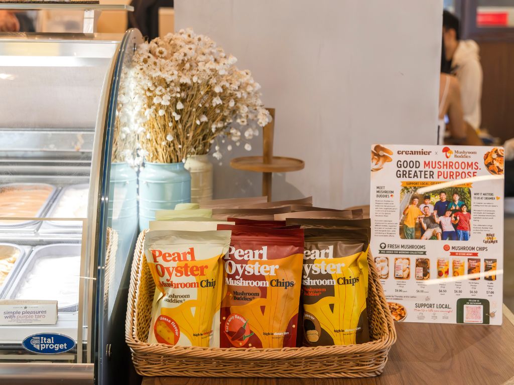 Flavoured mushroom chips from Mushroom Buddies are also stocked here. Photo: Koh Mui Fong/HungryGoWhere creamier ice cream singapore