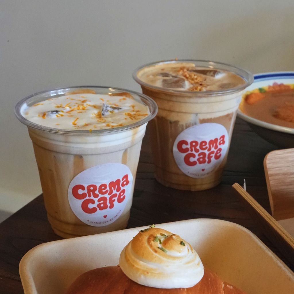 From left to right: Crema Lioness and the peanut butter Cloud latte. Photo: Shannon Yap/HungryGoWhere butter town breakfast club