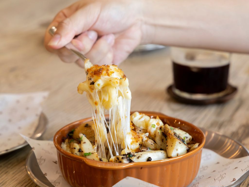 Creamier’s mac & cheese, with truffle mushrooms. Photo: Koh Mui Fong/HungryGoWhere creamier ice cream singapore