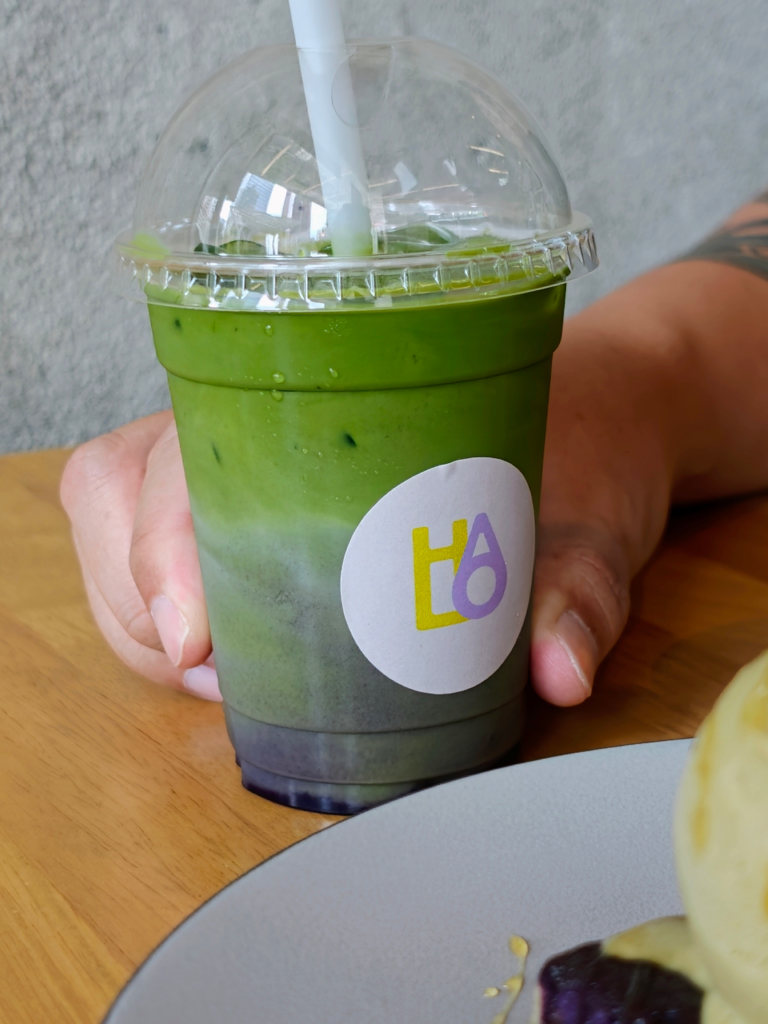 Ube matcha latte. Photo: Zawani Abdul Ghani/HungryGoWhere Halo Ube & Matcha 100AM