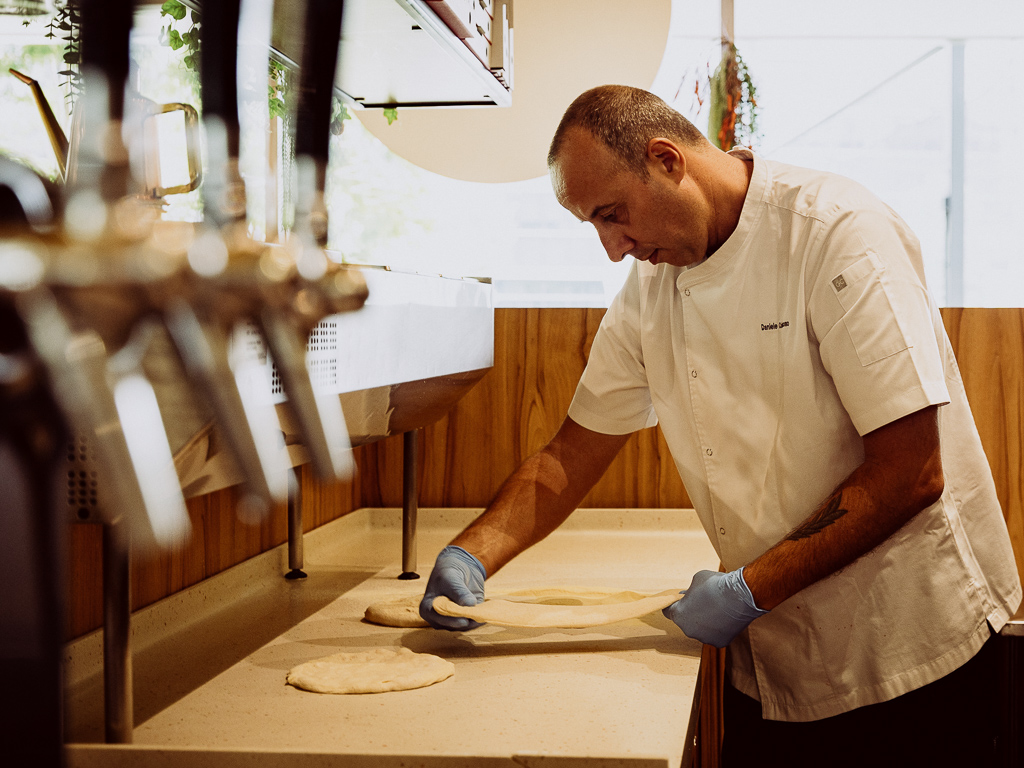 Daniele handles the dough for the focaccia, panuozzi and pizzas simultaneously, working quickly. Photo: Ravin Thiruchelvam/HungryGoWhere Daniele’s Pizza