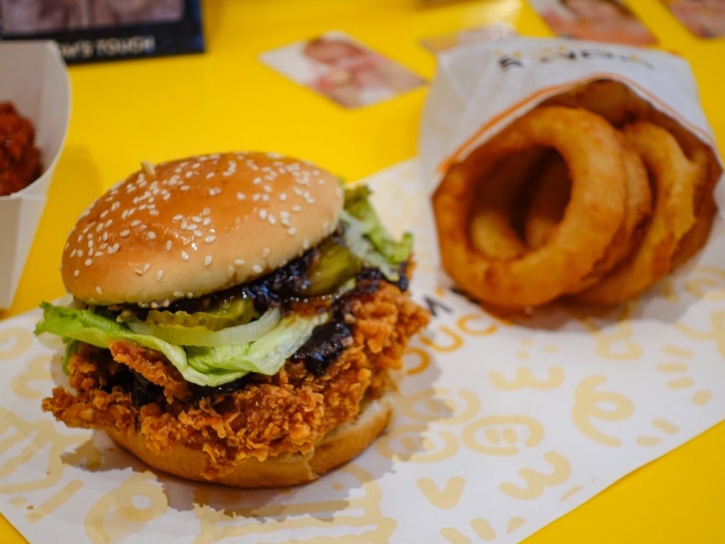 The limited-time local exclusive Super Thigh chicken burger (Singapore edition). Photo: Sarah Chua/HungryGoWhere Mom's Touch Singapore