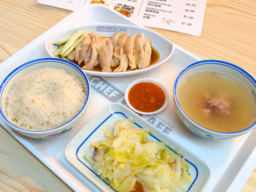 The chicken rice set comes with stewed cabbage and a fantastic soup. Photo: Gary Lim/HungryGoWhere chef lais sim lim