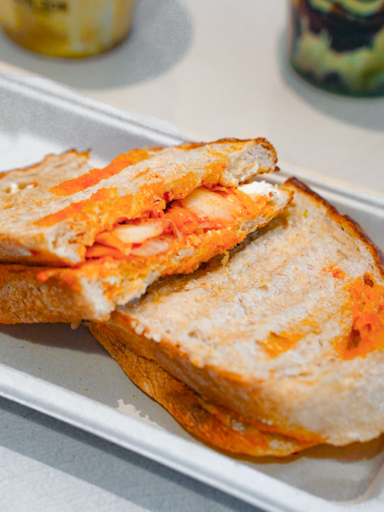 The kimchi cheese toastie is worth the stomach space. Photo: Evan Mua/HungryGoWhere kin joe coffee