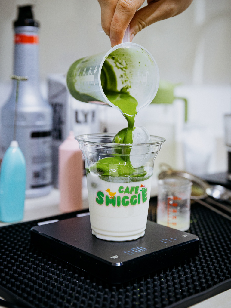 Cafe Smiggie’s matcha latte being prepared. Photo: Ravin Thiruchelvam/HungryGoWhere cafe smiggie