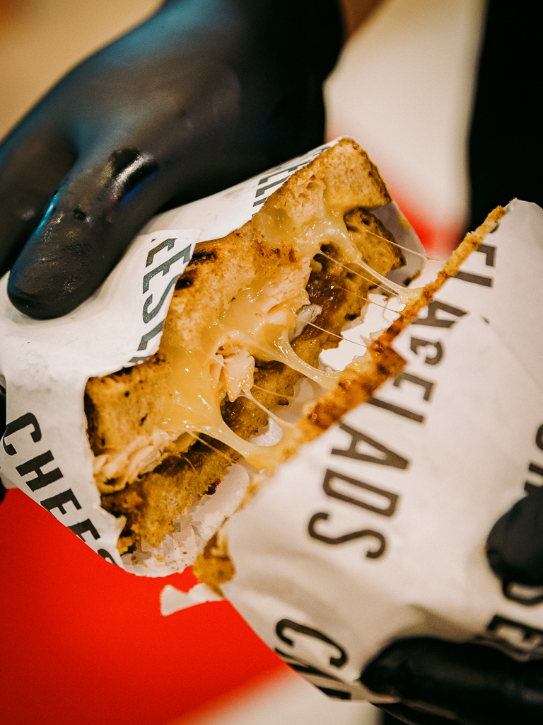 Caramelised onion grilled cheese & ham. Photo: Ravin Thiruchelvam/HungryGoWhere pressed by cheeselads