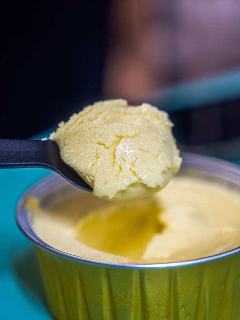 A scoop of the mini lava cheesecake. Photo: Ewan Lim/HungryGoWhere Vic’s Mini Lava Cheesecake