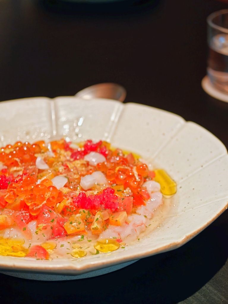 Wild northern amaebi (sweet shrimp) carpaccio. Photo: Zawani Abdul Ghani/HungryGoWhere Ao restaurant Claymore Road