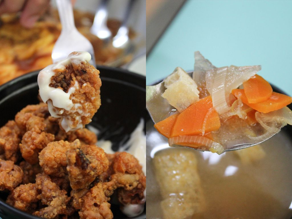 From left: September's fried octopus side dish, miso soup. Photos: LeAnn Lee/HungryGoWhere omu place