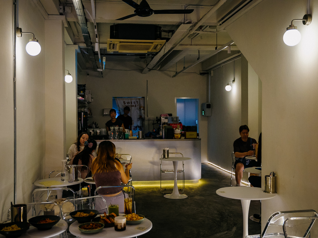 Inside Pastamo, lights are dimmed and somewhat minimalist. Photo: Ravin Thiruchelvam/HungryGoWhere pastamo