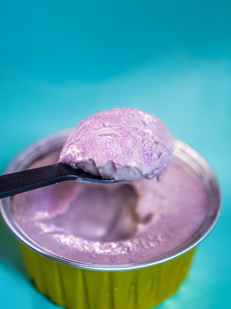 Vic’s Mini Lava Cheesecake taro flavour. Photo: Ewan Lim/HungryGoWhere Vic’s Mini Lava Cheesecake