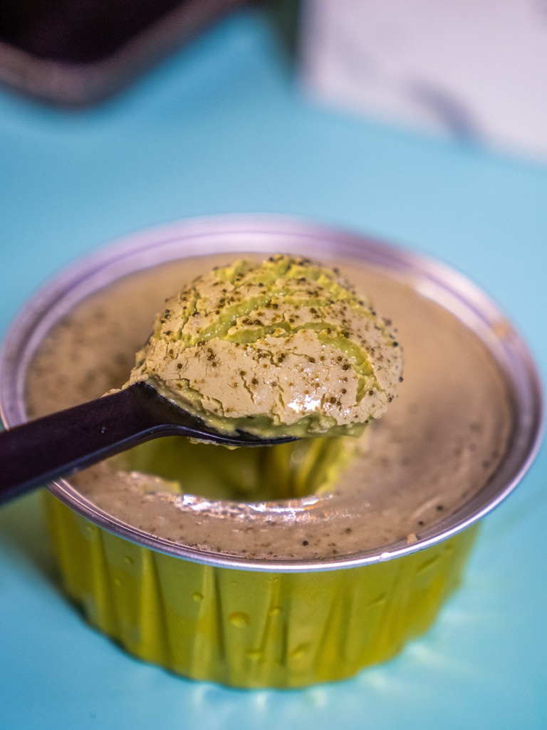 Vic’s Mini Lava Cheesecake matcha flavour. Photo: Ewan Lim/HungryGoWhere Vic’s Mini Lava Cheesecake