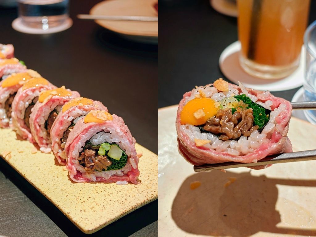 Sukiyaki wagyu maki roll. Photos: Zawani Abdul Ghani/HungryGoWhere Ao restaurant Claymore Road