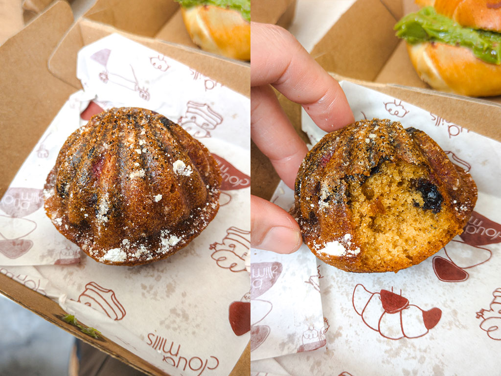 A large lemony madeleine with mixed berries bits. Photo: Gary Lim/HungryGoWhere cloudmills bakery claymore