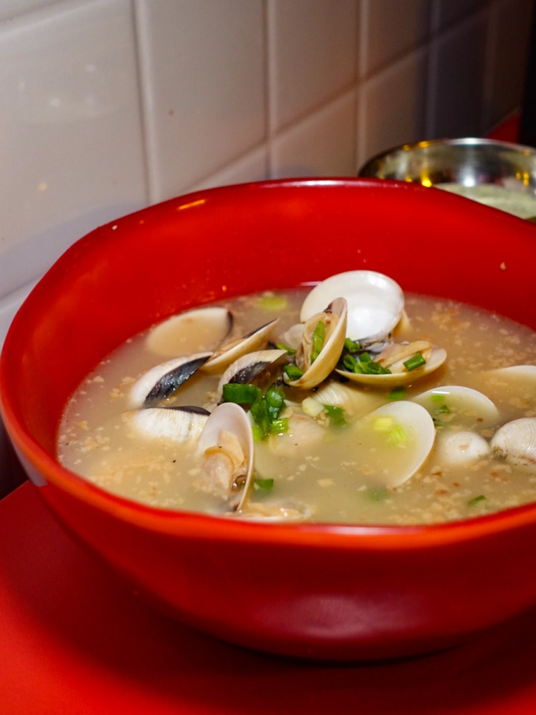 Basil white clams soup. Photo: Sarah Chua/HungryGoWhere Kiap Kiap Chicken Club & Bar