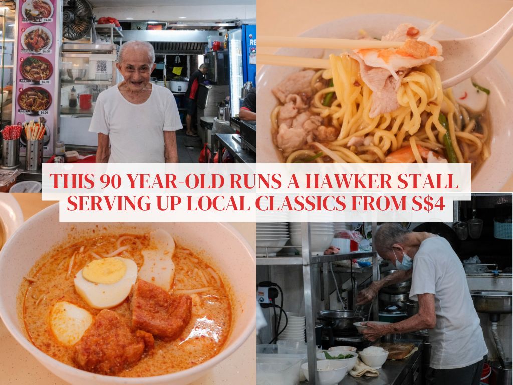 Toa Payoh hawker stall run by 90 year-old great-grandfather serves prawn noodles and pork rib soup for under S$7