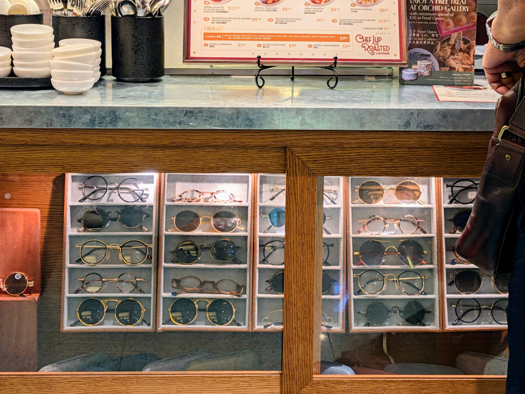 A stall with a feature wall of spectacles, to simulate an optical shop. Photo: Zawani Abdul Ghani/HungryGoWhere food opera ion orchard