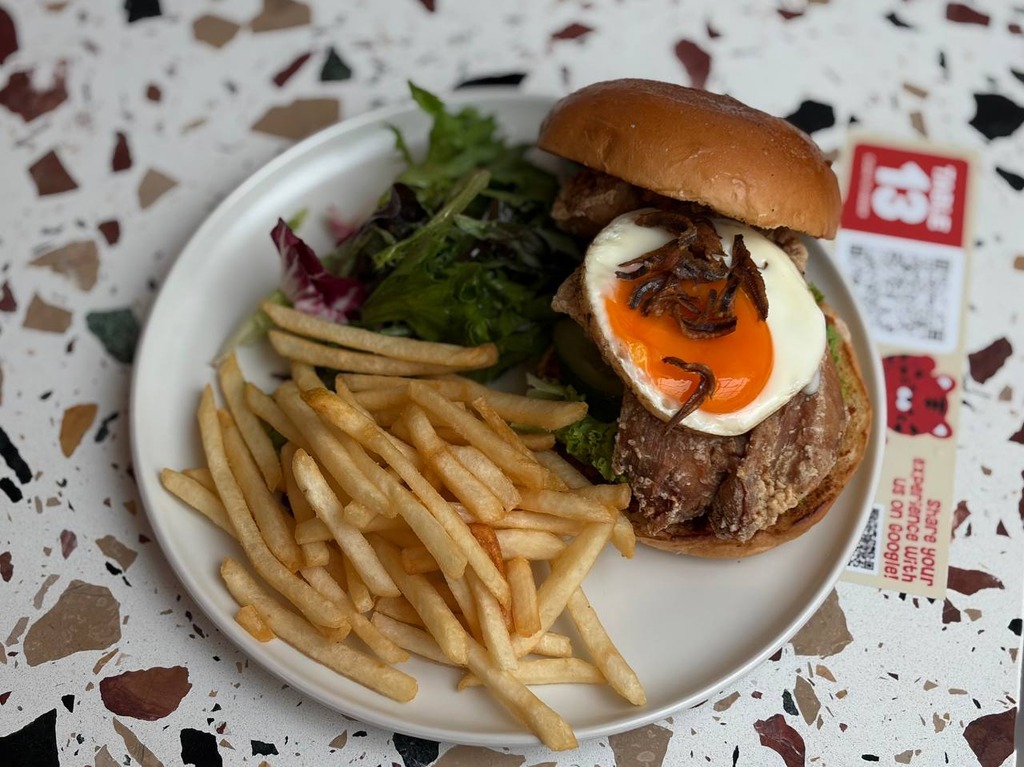 Nasi lemak chicken burger. Photo: Shannon Ong/HungryGoWhere rawr cafe