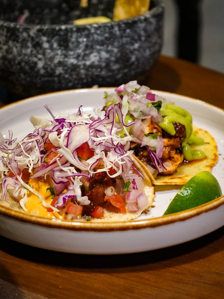 From left: Baja fish taco and pollo asado taco. Photo: Sarah Chua/HungryGoWhere 11 westside singapore