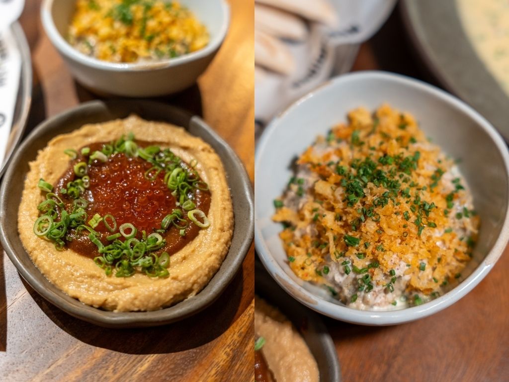 Habibi-san’s chickpea hummus and babaganoush. Photo: Ewan Lim/HungryGoWhere Grab dine out Jalan Basar