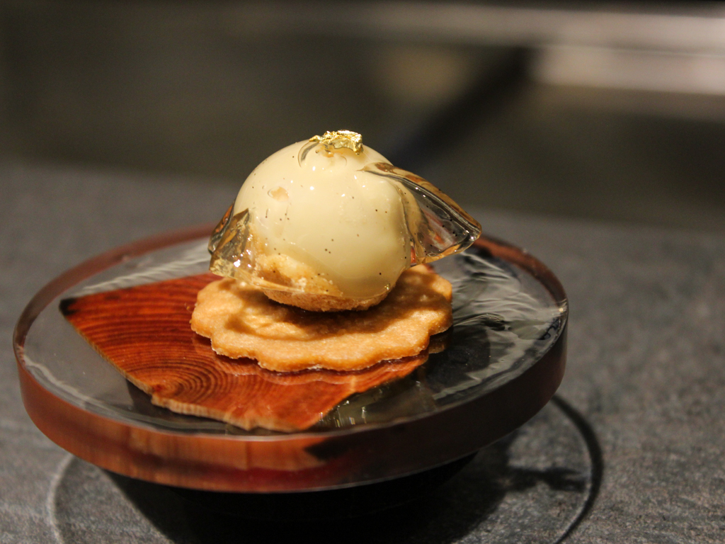 Desserts are served on magnetic dishes that appear to float above the counter. Photo: Angeline Ang/HungryGoWhere Maison Yoshoku Raffles City