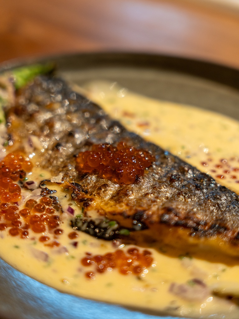 Habibi-san’s Atlantic sea bass. Photo: Ewan Lim/HungryGoWhere Grab dine out Jalan Basar
