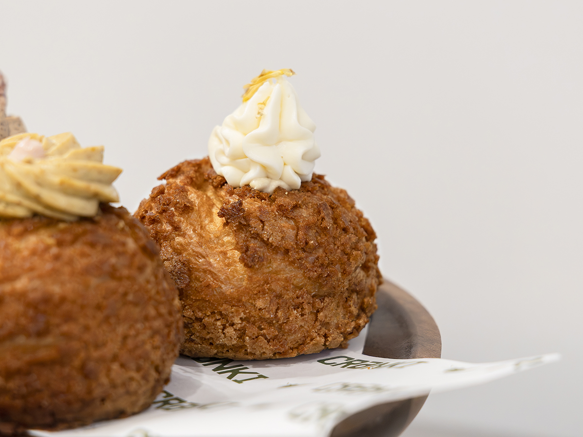 Honeycomb chrysanthemum choux au craquelin. Photo: Koh Mui Fong/HungryGoWhere Cranki Patisserie